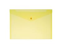 Busta con Bottone Formato cm 19x14, Portadocumenti in Polipropilene con Chiusura a Pressione, Colore Giallo, Confezione da 5 Pezzi