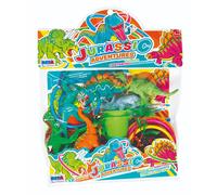 BUSTA DINOSAURI JURASSIC CON GIOCO PESCA E 12 ANELLI INCLUSI