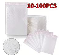 Busta imbottita bianca all'ingrosso da 10-100 pezzi Busta imbottita bianca per imballaggio postale Regalo Sacchetti di spedizione autosigillanti Busta a bolle d'aria