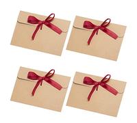 Busta Kraft di Retro Carta 30 pezzi Buste per Buoni Regalo con Nastri in Stile Vintage Fatta a Mano, Multifunzionale per Inviti, Cartoline, Matrimonio, Compleanno, Natale, Ringraziamento, Rosso