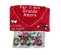 Busta Lettera in Peluche Rossa con Zip, Per il mio Grande Amore, 23x14x2 cm, Include 9 Cioccolatini a Cuore Assortiti 132g