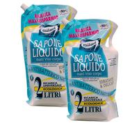 Busta Maxi Ricarica SAPONE LIQUIDO Idratante & Delicato, Con ANTIBATTERICO NATURALE. Per Mani, Viso e Corpo 2L (2 Buste)