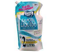 Busta Maxi Ricarica SAPONE LIQUIDO Idratante & Delicato, Con ANTIBATTERICO NATURALE. Per Mani, Viso e Corpo 2L (Busta)