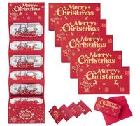 Busta natalizia per contanti, biglietti regalo di Natale, con 6 scomparti, buste fai da te a sorpresa per regali di Natale (rosso, A, 5 pezzi)