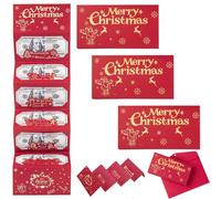 Busta natalizia per contanti, biglietti regalo di Natale, con 6 scomparti, buste fai da te a sorpresa per regali di Natale (rosso, A, 3 pezzi)