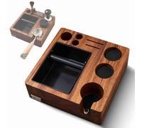 Busta per caffè e stazione di pressatura 51/54MM Porta cialde per caffè Organizzatore per utensili da caffè in legno con supporto portafiltro Organizzatore per stazione di caffè