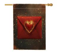 Busta per la casa, romantico cuore festivo scintilla San Valentino rosso double face iuta anteriore portico bandiere decorative per esterni patio cortile prato ingresso balcone 71 x 101 cm