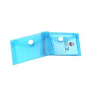 Busta Porta Biglietti da Visita con Bottone Formato 10 x 6,2 cm, Polipropilene con Chiusura a Pressione, Colore Blu, Confezione da 24 Pezzi