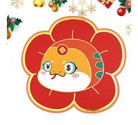 Busta rossa - 2025 Anno del Serpente, buste rosse con parole di benedizione, buste rosse creative, buste portafortuna con più scomparti per carte di credito per Capodanno, festa di primavera