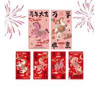 Busta Rossa Cinese - 6 Pezzi Decorazioni Per Capodanno,Porta Denaro Cinese,per le Feste di Natale e Capodanno Compleanni Regali Famiglia Adulti Bambini Ragazzi Ragazze Amici Successo in