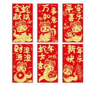 Busta rossa Festival,Buste rosse piccole | Buste d'argento 6 pezzi 'anno del serpente cinese | Forniture per le vacanze in tasca rossa del fumetto della festa di primavera per il ma