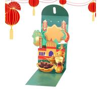 Busta rossa per soldi, 9,5 x 18 cm, tasca per contanti pop-up 3D del sud-est asiatico, buste rosse per soldi di Capodanno, materiale di carta, 26 g, per festival di primavera, Natale, compleanno