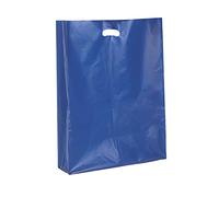 BUSTE 20+10xh35 cm. BLU SHOPPER SACCHETTI FUSTELLA FAGIOLO ROBUSTO RIUTILIZZABILE 60my con Manico a Soffietto (kg. 10 circa 900 pz)