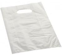 BUSTE 25+10x40 cm. BIANCHI SHOPPER SACCHETTI FUSTELLA FAGIOLO ROBUSTO RIUTILIZZABILE 60my con Manico a Soffietto BIANCO (KG. 4,2 - circa 300 pz)