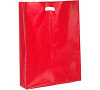 BUSTE 25+10x40 cm. ROSSE SHOPPER SACCHETTI FUSTELLA FAGIOLO ROBUSTO RIUTILIZZABILE 60my con Manico a Soffietto ROSSO (KG. 1,4 - circa 100 pz)