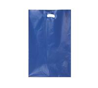 BUSTE 30+10x45 cm. BLU SHOPPER SACCHETTI FUSTELLA FAGIOLO ROBUSTO 60 my con Manico a Soffietto (100)