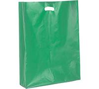 BUSTE 35+10x50 cm. VERDI SHOPPER SACCHETTI FUSTELLA FAGIOLO ROBUSTO RIUTILIZZABILE 60my con Manico a Soffietto verde (KG 1,25 circa 50 pz.)