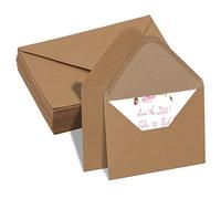 Buste C6 Kraft Fleck 114 mm x 162 mm, confezione da 50 pezzi, buste vintage in carta kraft marrone, autosigillanti, buste C6 Kraft, per matrimoni, inviti, biglietti regalo di Natale