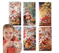 Buste cinesi, borsa rossa - 6X Capodanno cinese Hong Bao - Buste per soldi leggeri, pacchetti cinesi per salute e prosperità