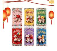 Buste cinesi per denaro, 6 pezzi, buon anno 2026, buste per festival di primavera, tasca per contanti, per bambini, adulti, amici, familiari, anziani, dipendenti, biglietti di auguri per feste