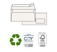 Pigna Envelopes - 0250004AM - Busta a sacco Kami Strip - con finestra - 11 x 23 cm - 100 gr - carta riciclata FSC - bianco - Pigna Envelopes - conf. 500 pezzi - 90094 - Conf. da 1 Pz. - 0250004AM
