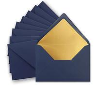 Buste da lettere con rivestimento metallico, formato DIN C5, 156 x 220 mm, incollaggio a umido con lembo appuntito 50 Umschläge dunkelblau | Gold