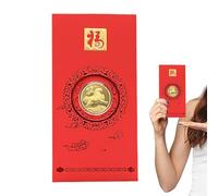 Buste d'argento - Pacchetto souvenir cavallo 2026 di carta rossa, pacchetti d'argento di Capodanno, moneta da collezione in foglia d'oro, simbolo della | Buste rosse per
