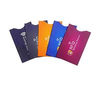 Buste di blocco RFID, confezione da 5, certificazione TÜV, protezione antifurto per carte di credito, RFID e NFC senza contatto per evitare furti di identità per credito carte di debito passaporto