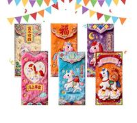 Buste Di Capodanno,6 Buste Cinesi 2026 | Denaro Rosso Hong Bao | Per Amici Famiglia Anziani Biglietti Di Auguri Regali E Preferiti