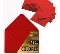 Buste di carta, buste piccole colorate, ideali per regali, lettere, biglietti, vari colori, dimensioni 75x120 mm, progettate per sorprendere e creare momenti speciali - Ofituria (rosso, 150 pezzi)
