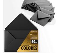 Buste di carta, buste piccole colorate, ideali per regali, lettere, biglietti, vari colori, dimensioni 75x120 mm, progettate per sorprendere e creare momenti speciali - Ofituria (nero, 60 pezzi)