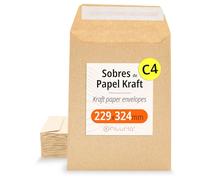 Buste di Carta Kraft, Buste per Documenti, Regali, Inviti di Matrimonio e Spedizioni, Sacchetti di Carta Resistenti e Versatili per Ogni Occasione, Formato C4 - Ofituria (229x324, 100 pz)