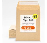 Buste di Carta Kraft, Buste per Documenti, Regali, Inviti di Matrimonio e Spedizioni, Sacchetti di Carta Resistenti e Versatili per Ogni Occasione, Formato B5 - Ofituria (176x250, 500 pz)