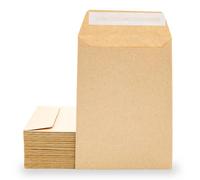Buste di carta Kraft piccole con striscia di silicone per inviti o buste regalo per matrimoni, Comunioni o Battesimi. Buste per gioielli o semi - Ofituria (500 bustine, 100 x 145 mm)