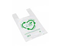 Buste di plastica. Buste shopper plastica. Bustes per magliette 50 micron riciclata al 70% BIANCO. Sacchetti con manici. Confezione 50 unità di sacchetti. Alta resistenza.