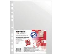 Buste forate per ufficio, in polipropilene, formato A4, 40 micron, 200 pezzi, per archiviazione documenti, tipo buccia d'arancia, standard, materiale: polipropilene, colore trasparente, formato A4,
