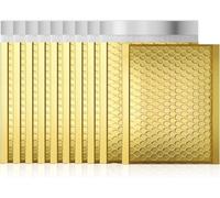 Buste imbottite a bolle d'aria, confezione da 100 pezzi, in lamina metallica, impermeabili, autosigillanti, oro, argento, nero o rosa, buste imbottite per imballaggi postali (oro, 220 x 270 mm)