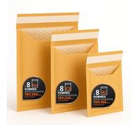 Buste imbottite di carta bolla interna in polietilene, colore marrone, borse per spedizioni con capacità per riporre documenti (20 buste, 100 x 165 mm)