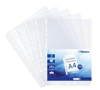 Buste in plastica forate A4 trasparenti lisce da 50 micron per raccoglitori a 11 fori, confezione da 500 buste in polipropilene antistatico con rinforzo, uso regolare