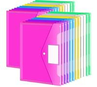 Buste in plastica Organizzatore di documenti con chiusura a scatto trasparente da 40 pezzi chiusure colorate for l'archiviazione ufficio, casa e scuola
