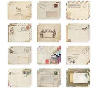 Buste Lettere Antiche, 12 Pezzi Buste Vintage Marrone, Buste da Mini Kraft, Buste Lettere Vintage, Busta Vintage, per le Note di Auguri Delle Cartoline Dell'Invito Della Festa Nozze (9.5 x 7.2 cm)