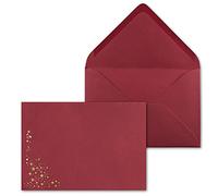 Buste natalizie, pellicola con stelle DIN C5 - 25 Stück Umschlag Rot // Sterne Gold