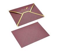 Buste Partecipazioni Matrimonio 20 buste con patta a V 7 x 5 '' buste for biglietti di auguri in carta patinata perlata stile lusso con bordo dorato for invito alla festa di nozze(Wine Red)