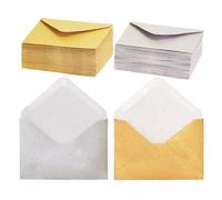 Buste per biglietti regalo - 100 mini buste, buste di carta per biglietti da visita, buste piccole in grande quantità per bigliettini, oro e argento, 50 ciascuna, 10,2 x 6,9 cm