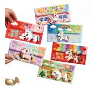 Buste per capodanno cinese 2026, 6 pezzi, decorazioni per le festività portafortuna, buste tascabili con cavallo Hong Bao, per bambini, ragazzi, adolescenti