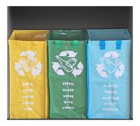 Buste per la raccolta differenziata Dimensioni 37x25xh 36 cm - tre borse per la raccolta differenziata Riutilizzabili e Lavabili blu, giallo, verde multcolor
