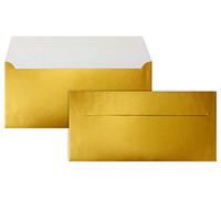 Buste per lettere, DIN lungo - oro metallizzato - Premium Qualità - 110 G/m² - 220 x 110 mm - molto resistente - lembo adesivo - qualità marca: Neuser colori vivaci DL gold