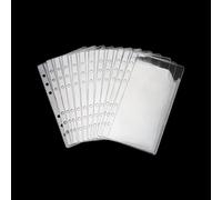 Buste per raccoglitori formato A6, 12 pezzi, in PVC trasparente, 6 fori, senza cerniera, aperte lateralmente, per contanti, budget, buste impermeabili per documenti formato A6, protezioni per foto