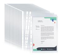 Buste perforate A4, 100 buste in polietilene, formato A4, perforate, 60 micron, trasparenti, per documenti e documenti, per casa e ufficio