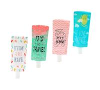 Buste Pieghevoli da Viaggio in Plastica 100ml, 4 Pezzi, Ricaricabili | Contenitori per Cosmetici, Chiusura Ermetica e Anti Perdita, Adatti per Liquidi in Viaggio